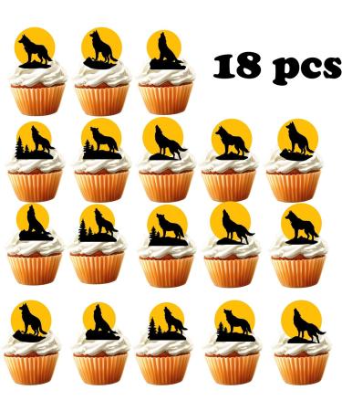 18pcs Wolf Cupcake Toppers for Kids Adult Wolf Birthday Party Decorations Night of the Wolf Party Favors Supplies Werewolf Animal Howl Wolf Cake Decorations - Buy Online on GoSupps.com