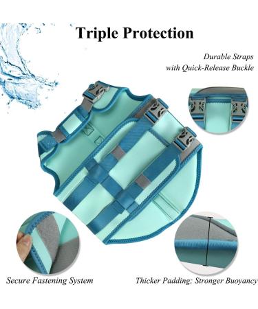 Vivaglory Sporty Dog Security Vest - Durable Neoprene Rescue Vest for Medium Dogs (Cyan 53-64cm) with Velcro Fastener - Buy Online on GoSupps.com