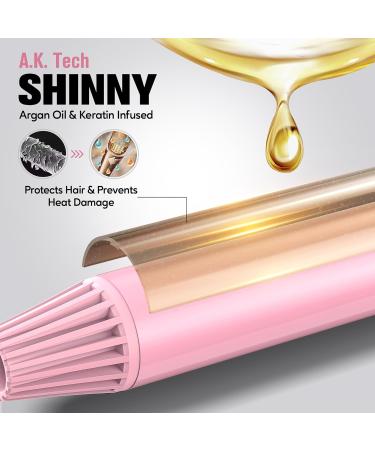 Long Barrel Curling Iron 1 Inch - Extra Long Ceramic Curling Iron for Thin Hair with Argan Oil & Keratin 11 Temp Settings Includes Clips & Silicone Pad - Pink - Buy Online on GoSupps.com