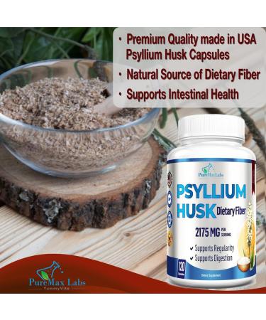 YUMMYVITE Premium Psyllium Husk 2175mg Dietary Fiber Supplement - Non-GMO, 120 Capsules - Buy Online on GoSupps.com