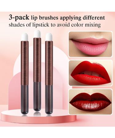 3PCS Lip Brush Set with Tubes | Multi-purpose Lip & Eye Makeup Brushes | Brown Brushed Applicator Tool Kit - Buy Online on GoSupps.com