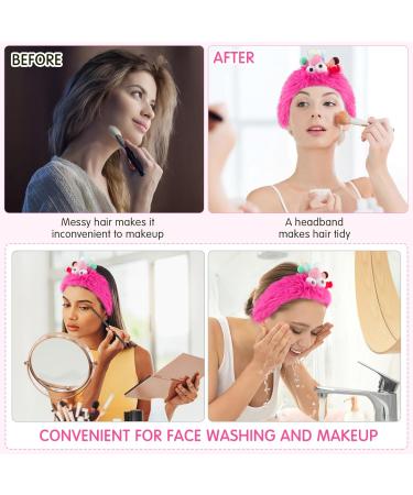 Face Wash Headbands for Women Plush Spa Hair Bands Makeup Headbands Skincare Headbands Cute Fluffy Creative Hair Accessories for Washing Face Funny Gifts for Women Girls (Pink) - Buy Online on GoSupps.com