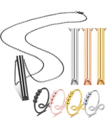 Yhuasia smoke cessation aids 4 breathing chain smoking cessation+4 anxiety ring meditation breathing neck chain for men women relaxation relief anxiety states