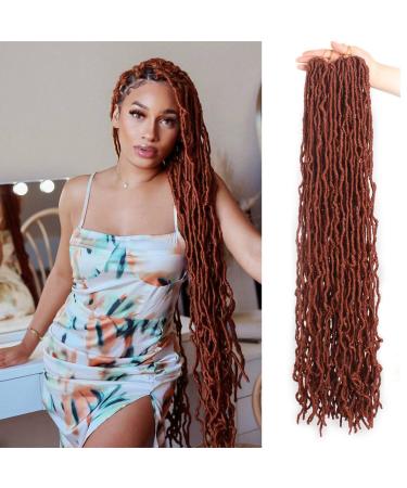 ZRQ 6 Packs 30 Inch New Faux Locs Crochet Braids Hair ,Pre-looped Ginger Soft Locs Croceht Hair, Synthetic Copper Red Goddess Locs Curly Wavy Croceht Locs Hair Extensions 350# 30 Inch (Pack of 6) 350# Soft Locs Hair