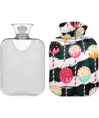 Naanle Striped Sweet Hot Water Bottle with Cover - 1L Transparent Warm Water Bottle for Pain Relief & Heat Therapy | Ideal for Bed Hands & Feet - Buy Online on GoSupps.com