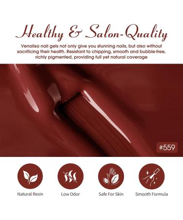 VENALISA Gel Nail Polish 7.5ml Brown Color Gel Polish Soak Off UV LED Long-Wear Mirror Shine Essential for Nail Art Salon-Quality Manicure at Home 559 - Buy Online on GoSupps.com