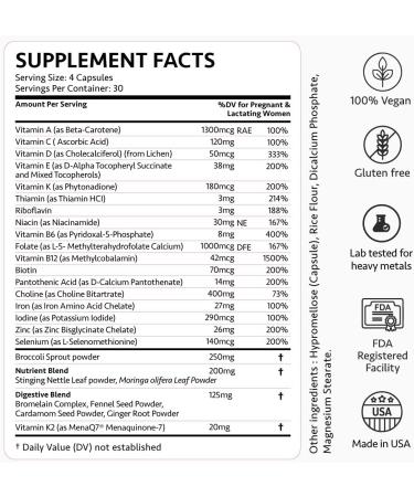 Ayurvedic Elite Prenatal Vitamins with Folate Choline Iron Iodine & more | Made in USA | Optimal Bioavailability | Supports Baby's Growth and Brain Development | 30 Day Supply - OSH Wellness - Buy Online on GoSupps.com