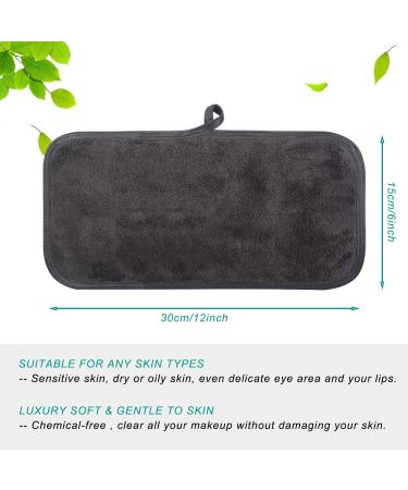 Kinhwa Microfiber Makeup Remover Cloths - Washable & Reusable 6 Pack (15x30cm) - Dark Gray - Perfect for Face Cleansing - Buy Online on GoSupps.com