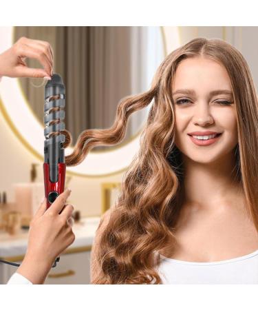 Curling Iron Wand Hair Curler for Women | Hair Straightener and Curler 2 in 1 Portable Automatic Hair Curler Wand for Long Short Hair Red US - Buy Online on GoSupps.com