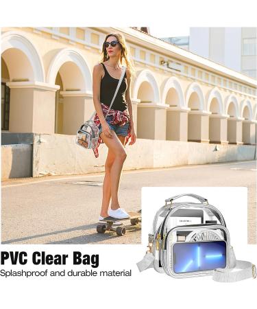 MoKo Clear Stadium Bag for Women - Large Capacity Crossbody with 2 Pockets, Zipper Closure - Silver - Buy Online on GoSupps.com