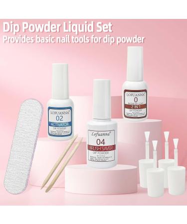 Dipping Powder Liquid Set Nail Dip Powder Liquid with 15ml 2 in 1 Base & Top Coat Activator and Brush Saver for Dip Powder Starter Kit No UV/LED Nail Art Manicure for Home DIY Salon - Buy Online on GoSupps.com