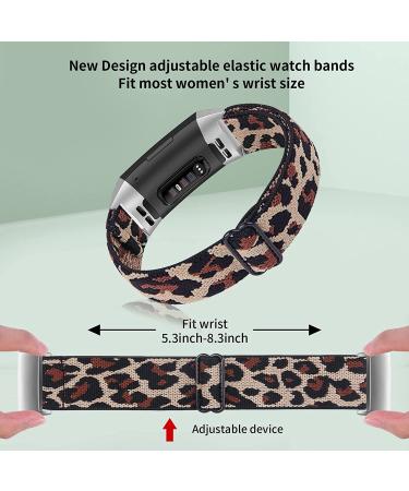 Joyozy Adjustable Elastic Bands for Fitbit Charge 3/4 - Leopard Cheetah Print - Buy Online on GoSupps.com