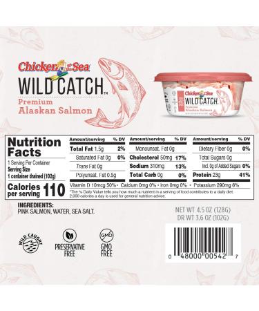 Chicken of the Sea Wild Catch Alaskan Salmon Cups (8 Pack) - Keto & Paleo, Gluten-Free, High Omega 3 & Protein - Buy Online on GoSupps.com