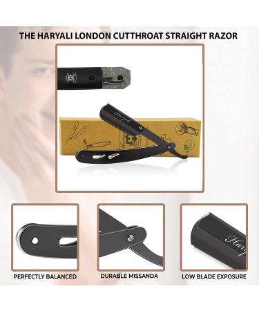 Haryali London Bart Messer Set - Premium Barber Razor Knife with Leather Bag | Rust-Free Steel Straight Razor for Men & Women - Buy Online on GoSupps.com