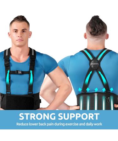 Lower Back Brace with Suspenders | Adjustable Back Support Belt for Men & Women | Heavy Lifting Pain Relief | Tool Bag Included - Size S - Buy Online on GoSupps.com