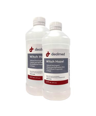 Dealmed Witch Hazel 16 oz. | Natural Astringent Cleans and Refreshes Skin | No Artificial Fragrance or Dyes (Pack of 2)