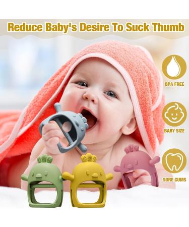 4 Pack Silicone Baby Teething Toys for 0-6 Months | Anti-Dropping Wrist Teethers | Chick Baby Chew Toy for Sucking Needs - Buy Online on GoSupps.com
