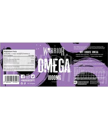 Warrior Omega Fish Oils 1000mg - 60 Softgel Capsules - Omega 3 Essential Fatty Acids Supplement - May Help Maintain: Healthy Skin Hair Teeth Gums Bones Joints and Immune System - Buy Online on GoSupps.com