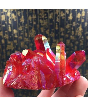 Natural Red Quartz Cluster Crystal Gem Minerals Specimen Full of Texture