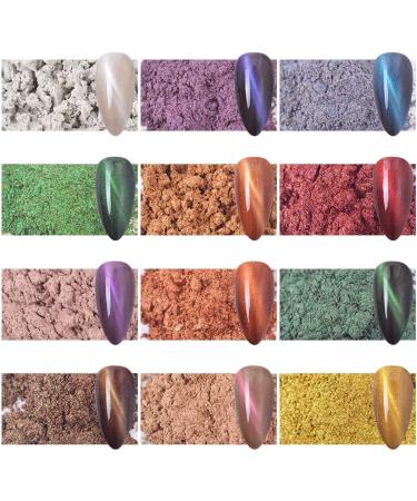 WEILUSI Cat Eye Effect Powder Glitter - 12 Color Holographic Nail Art DIY Dust - Buy Online on GoSupps.com