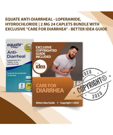 Equate Anti-Diarrheal - Loperamide Hydrochloride 2mg 24 Caplets Bundle with Care for Diarrhea Guide - 2 Items - Buy Online on GoSupps.com