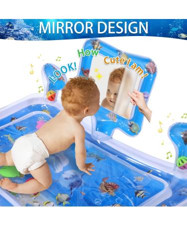 Buy TikPlus Inflatable Water Play Mat for Babies | Sensory Toy with Mirror & Bell | Ideal for 3-9 Months | 70x50cm Blue - Buy Online on GoSupps.com
