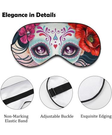 Day of the Dead Women Skulls Pattern Sleep Mask - Adjustable Strap, Blocks Light, Perfect for Travel and Naps - Buy Online on GoSupps.com