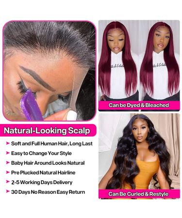 Hechirun 24 Inch Straight Human Hair Lace Front Wig | Pre Plucked 13x4 HD Lace Frontal | 180% Density Brazilian Hair | Glueless | Baby Hair | Black Women - Buy Online on GoSupps.com