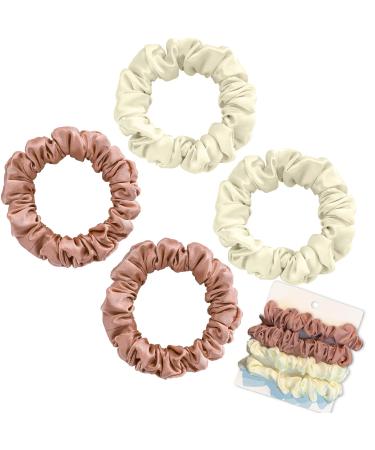 Olakin silk hair tie 4 tlg women hair rings ponytail holder hair band silk hair accessories for girls women elastic ponytail (white and pink) pink white
