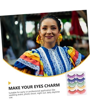 ABOOFAN 25 Pairs Fake Eyelashes Party False Eyelashes Synthetic False Eyelashes Colorful False Eyelashes Cosplay Eyelashes Makeup False Eyelash Imitation Halloween Miss Accessories - Buy Online on GoSupps.com