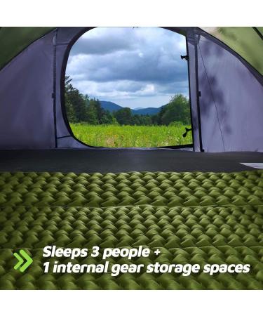 4 Person Waterproof Easy Pop Up Tent | Automatic Setup | 2 Doors | Instant Family Tents for Camping & Hiking - Green - Buy Online on GoSupps.com