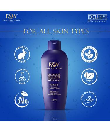 FAIR & WHITE Exclusive Skin Brightening Body Wash - 33.8 fl.oz - Daily Shower Gel for Uneven Skin Tone - with Pomegranate and Melon Extracts - Buy Online on GoSupps.com