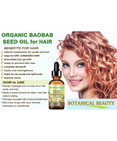 African Organic Baobab Seed Oil 100% Pure - Natural Cold-Pressed for Face Skin Hair | Vitamin C Rich - 0.5 Fl oz by Botanical Beauty - Buy Online on GoSupps.com