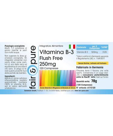 Fair & Pure Vitamin B3 Tablets 250mg - Flush Free Vegan Formula - 120 Tablets for Wellness - Buy Online on GoSupps.com