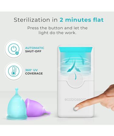 Ecoblossom Menstrual Cup Sterilizer | UV Cleaner & Sanitizer 99.9% Germ-Free | Fits Small & Large Period Discs | Quick 2-Minute Wash - Buy Online on GoSupps.com