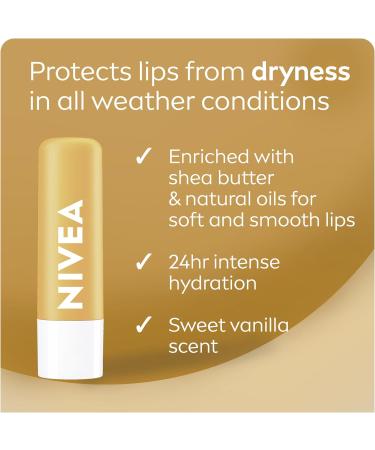 NIVEA Vanilla Buttercream Lip Balm | Made with Jojoba Oil & Shea Butter | Keeps lips moisturized for 24H | 2 x 4.8g tubes - Buy Online on GoSupps.com