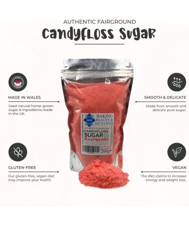 Baking Beauty and Beyond Premium Raspberry Flavour Floss Sugar - 800g Bulk Cotton Candy Flossing Sugar with Natural Ingredients for Every Occasion - Buy Online on GoSupps.com