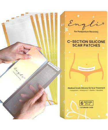 ENQLI C-Section Scar Silicone Strips (6 Pack - Each 2 X 8) | Reusable Medical Grade Silicone Scar Patches | C-Section Silicone Scar Sheets | C Section Scar Treatment | C-Section Recovery Must Haves