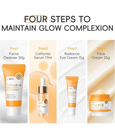 4 Pack Vitamin C Moisturizing Skin Care Set for Women Girls Anti-Aging Brightening Face Skin Care Kit Cleanser Serum Eye Cream and Eye Cream - Buy Online on GoSupps.com