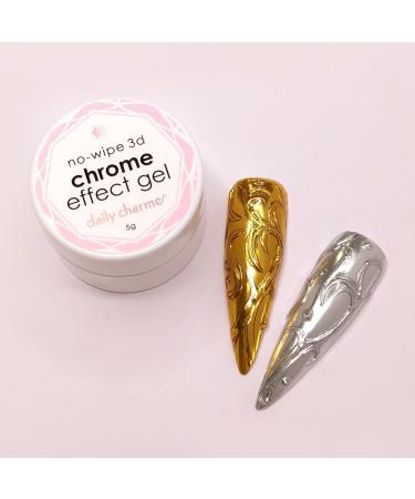 Daily Charme 3D Chrome Effect No-Wipe Gel Nail Polish - UV/LED 5g Clear Nail Gel for Chrome Nail Art & DIY at Home or Salon - Buy Online on GoSupps.com