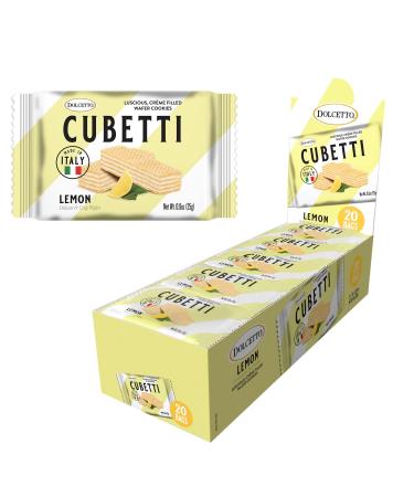Dolcetto Cubetti Lemon Wafer Cookies, Creamy Crispy Sweets, Gourmet Treats made in Italy, NO Preservatives, Grab-and-Go Single-serve size 0.9oz, Great snacks for sharing and gift baskets (20 Packs)