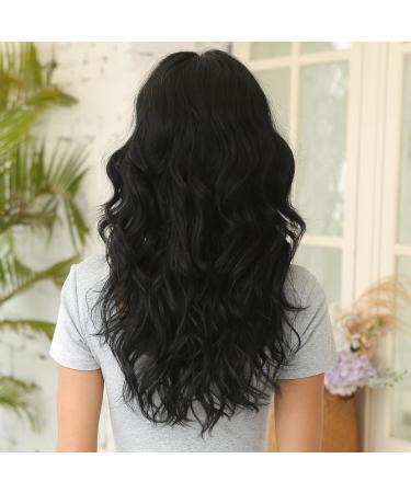 HAIRCUBE Long Black Synthetic Wavy Hair Wig with Neat Fringe for Women - Daily Black Hairstyle - Buy Online on GoSupps.com