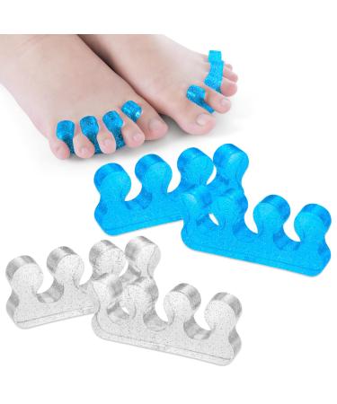 Sibba 2 Pairs Gel Toe Separators Toe Stretcher and Correctors for Overlapping Toes Bunions Hammer Toe Foot Pain Relief White/Blue