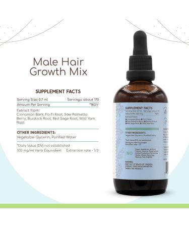 HerbEra Male Hair Growth Mix B120 Alcohol-Free Extract, Liquid Drops Natural: Cinnamon Bark, Fo-Ti Root, Saw Palmetto Berry, Burdock Root, Red Sage Leaf, Wild Yam Root. Men s Hair Restore 4 Fl Oz 4 Fl Oz (Pack of 1) - Buy Online on GoSupps.com