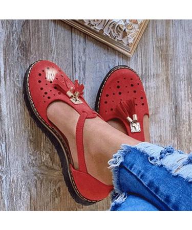 CrEev Women's Flat Sandals - Stylish Tassel Beach Shoes | Comfortable Fashion Sandals in Brown & Blue - Sizes 35 & 38 EU - Buy Online on GoSupps.com