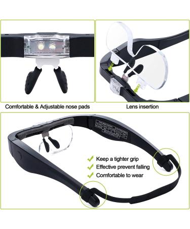 Rechargeable Headband Magnifier with LED Light - Hands-Free Magnifying Glass for Reading and Crafts - 1.5X 2.5X 3.5X 5X Interchangeable Lenses - Buy Online on GoSupps.com