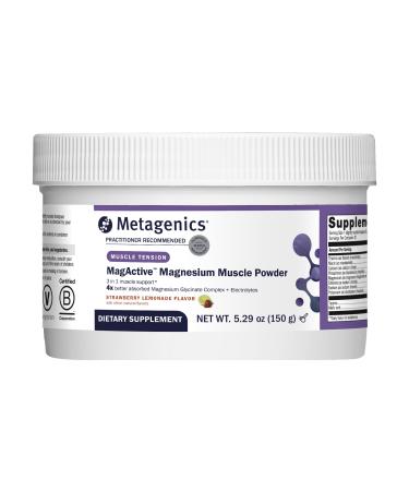 Metagenics MagActive Magnesium Muscle Powder - Highly Absorbable Magnesium Supplement for Workout Recovery - Aids Cramps Spasms & Tightness - 150 g Strawberry Lemonade Flavor