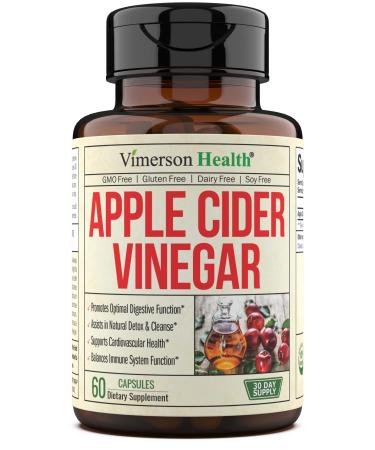 Apple Cider Vinegar Supplement. Natural Advanced Detox Cleanse Support. Promotes Digestion Heart and Immune Health. 60 ACV Vegetarian Capsules. Non-GMO and Gluten-Free