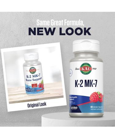 Buy KAL K-2 MK-7 Bone Support - Raspberry 60 Micro Tablets | Premium Vitamin K Supplement - Buy Online on GoSupps.com