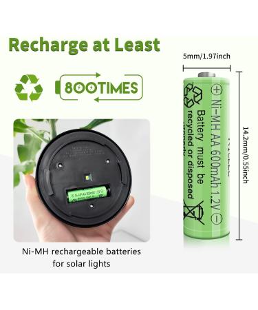 Rechargeable AA Batteries for Solar Lights - 600mAh 1.2V 4pcs - Ideal for Garden & Household Devices - Buy Online on GoSupps.com